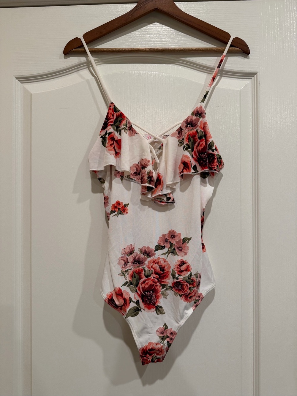a'gaci One-Piece with Pink & Red Floral Ruffle